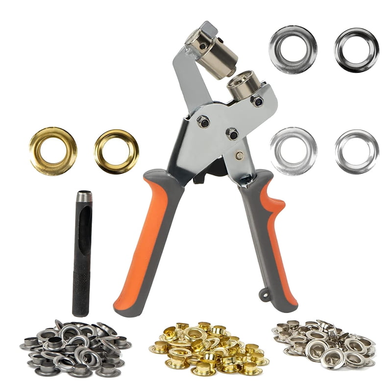 Grommet Tool Kit with 10mm Manual Machine Press Handheld Plier Metal