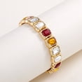 thumbnail image 2 of Pulsera elástica con diamantes de imitación facetados, pulsera de textura de fundición fundida de lujo con piedras preciosas de colores para mujer 2 piezas, 2 of 5