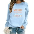 thumbnail image 2 of WEAIXIMIUNG Chandails en Molleton pour Femmes Tendance Automne Mode Loisirs Couleur Unie Manches Longues Imprimé Lettres Col Rond, 2 of 4
