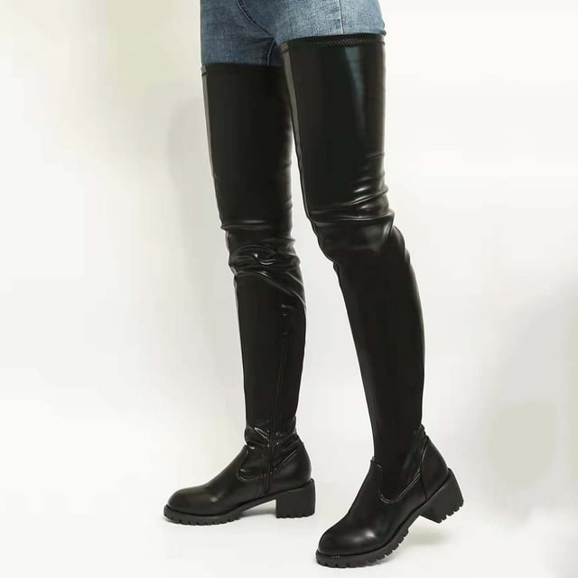Styesk Bottes pour Femmes Mode Grande Taille Bottes Femmes Tube Long Chaussures à Talons Bas Bottes Chevalier Bottes au-Dessus du Genou Bottes Travail Bottes pour Femmes