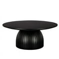 thumbnail image 5 of SHYFOY Round Solid Wood Coffee Table Black Pedestal Center Table for Living Room Furniture, 5 of 10