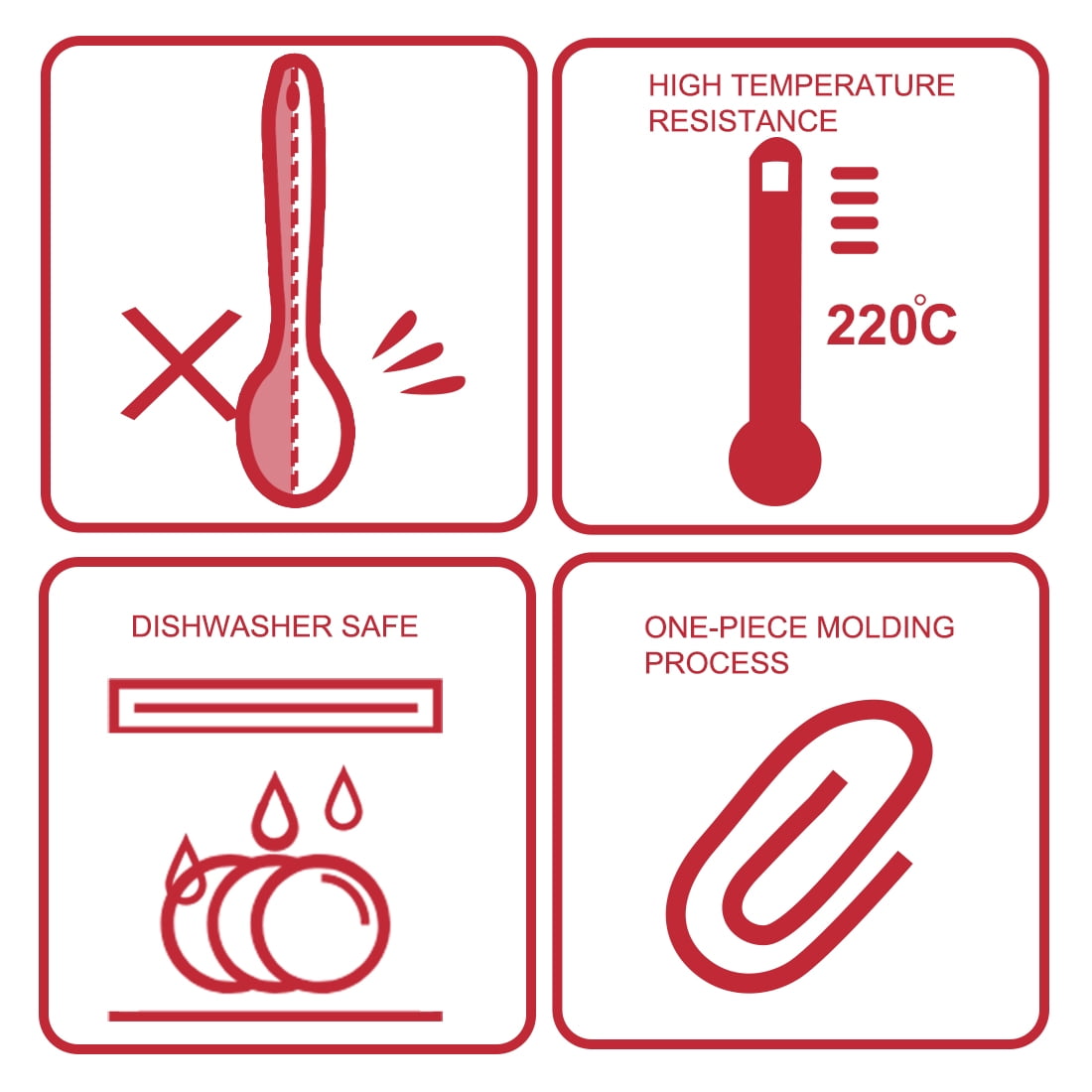 Unique Bargains Silicone Dinner Spoon Table Spoon Utensils for Kitchen Dining Room Red