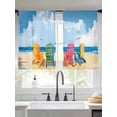 thumbnail image 2 of Beach Chairs Sheer Curtains 45 Inch Long 2 Panels, Summer Beach Ocean Seagull Sky Light Filtering Rod Pocket Curtains, Sheer Voile Drapes for Living Room Bedroom, 52"x45", 2 of 8