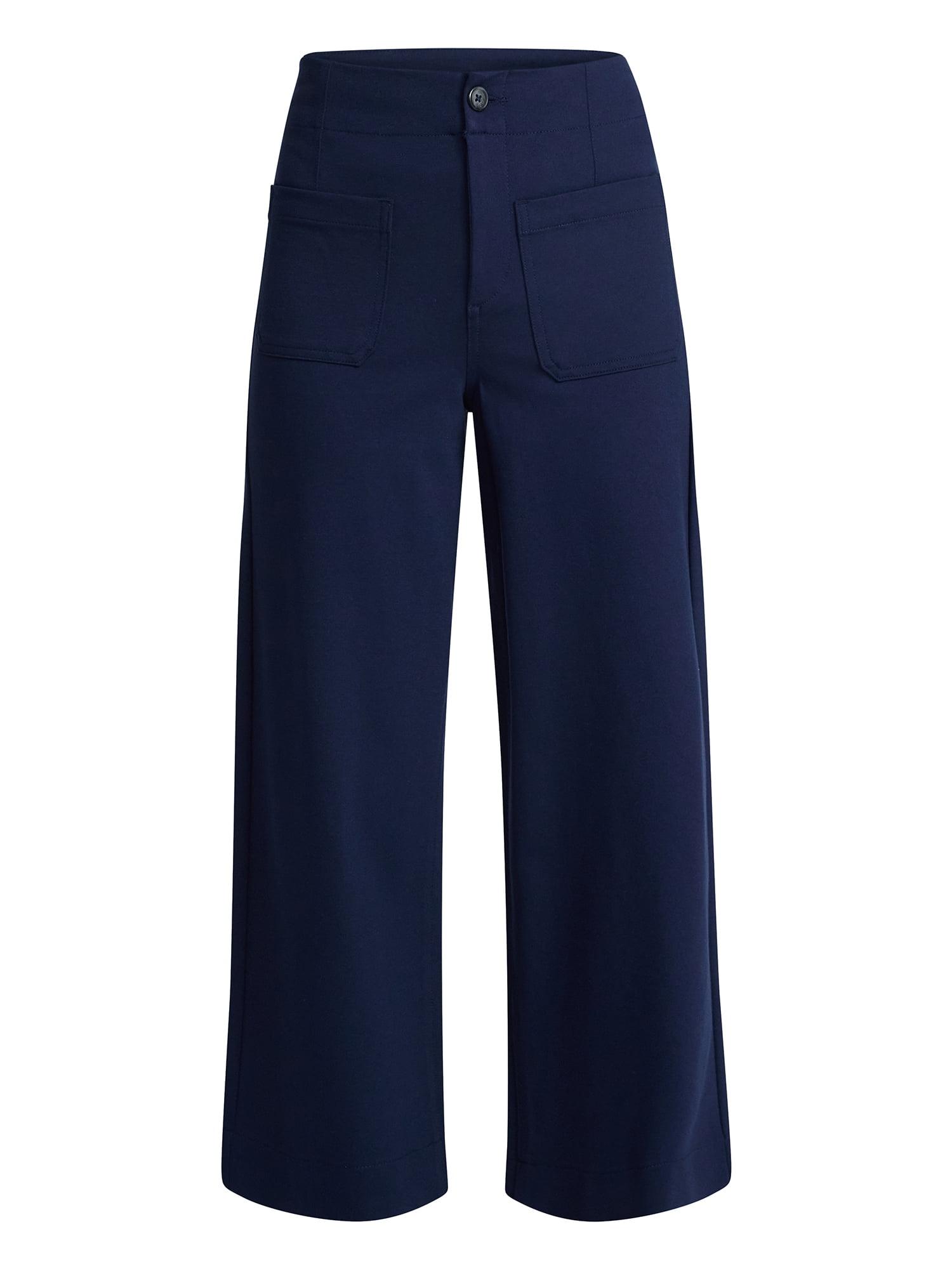 Time and Tru Women's Ponte Knit Patch Pocket Pants, 28" Inseam, Sizes 0-20
