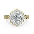 thumbnail image 2 of IGI Certified Lab Grown Diamond Engagement Ring | Center 7.5MM Cushion Cut Beaded Floral Halo Wedding Rings For Women In 14k Solid Yellow Gold | F-G, VS-SI Quality (2.55 Ctw) Ring Size-9.5, 2 of 7
