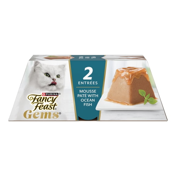 Fancy Feast Gems Ocean Fish Flavor Mousse Pate Wet Cat Food, 2 oz Tubs (2 Pack)