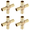 thumbnail image 1 of Conector de tubo en cruz de latón de 4 vías, adaptador de tubo de unión de 1/2" (12mm) en paquete de 4, 1 of 6