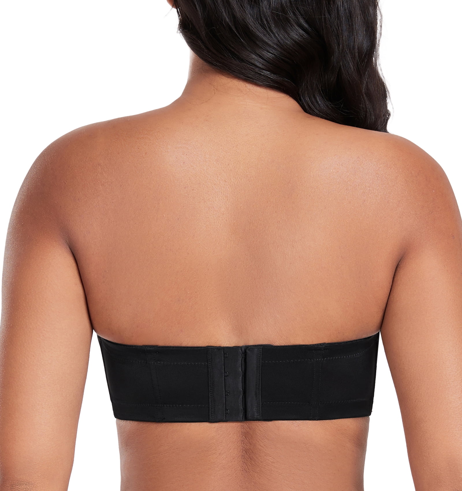 Exerin Women's Strapless Bras Full Coverage Underwire Multiway Convertible Plus Size Bra(36DDD,Black)