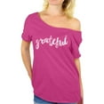 thumbnail image 1 of Awkward Styles Thanksgiving T-Shirt Grateful Off Shoulder Tops for Women, 1 of 4