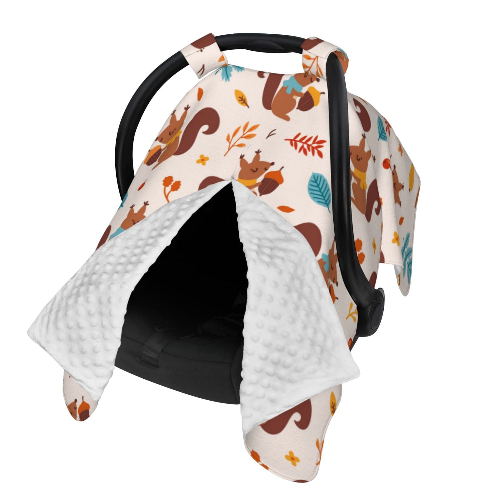 Naloa Forest Squirrel Nuts Baby Car Seat Cover, Breathable Baby Carrier Cover, Multiuse Baby Carrier Cover & Nursing Breastfeeding Cover