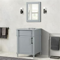 Bellaterra Home 800632-24BL-LG 24 in. Single Vanity with Carrara Marble Top, Light Gray & White
