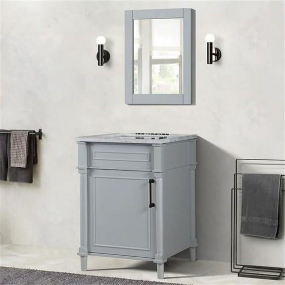 Bellaterra Home 800632-24BL-LG 24 in. Single Vanity with Carrara Marble Top, Light Gray & White