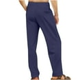 thumbnail image 4 of Ernkv Straight Leg Pants for Men Solid Color Soft Pockets Relaxed Fashion Fall Spring Trousers Comfy Lounge Casual Elastic Waist Full Length Pants Navy M, 4 of 9