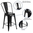 thumbnail image 2 of 24'' High Black Metal Indoor-Outdoor Counter Height Stool with Back, 2 of 9