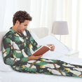thumbnail image 4 of Mens Pajamas Set, Cartoon Cute Cockatoo Parrot Button Down Long Sleeve Loungewear Sleepwear Pjs sets for Men, 4 of 5