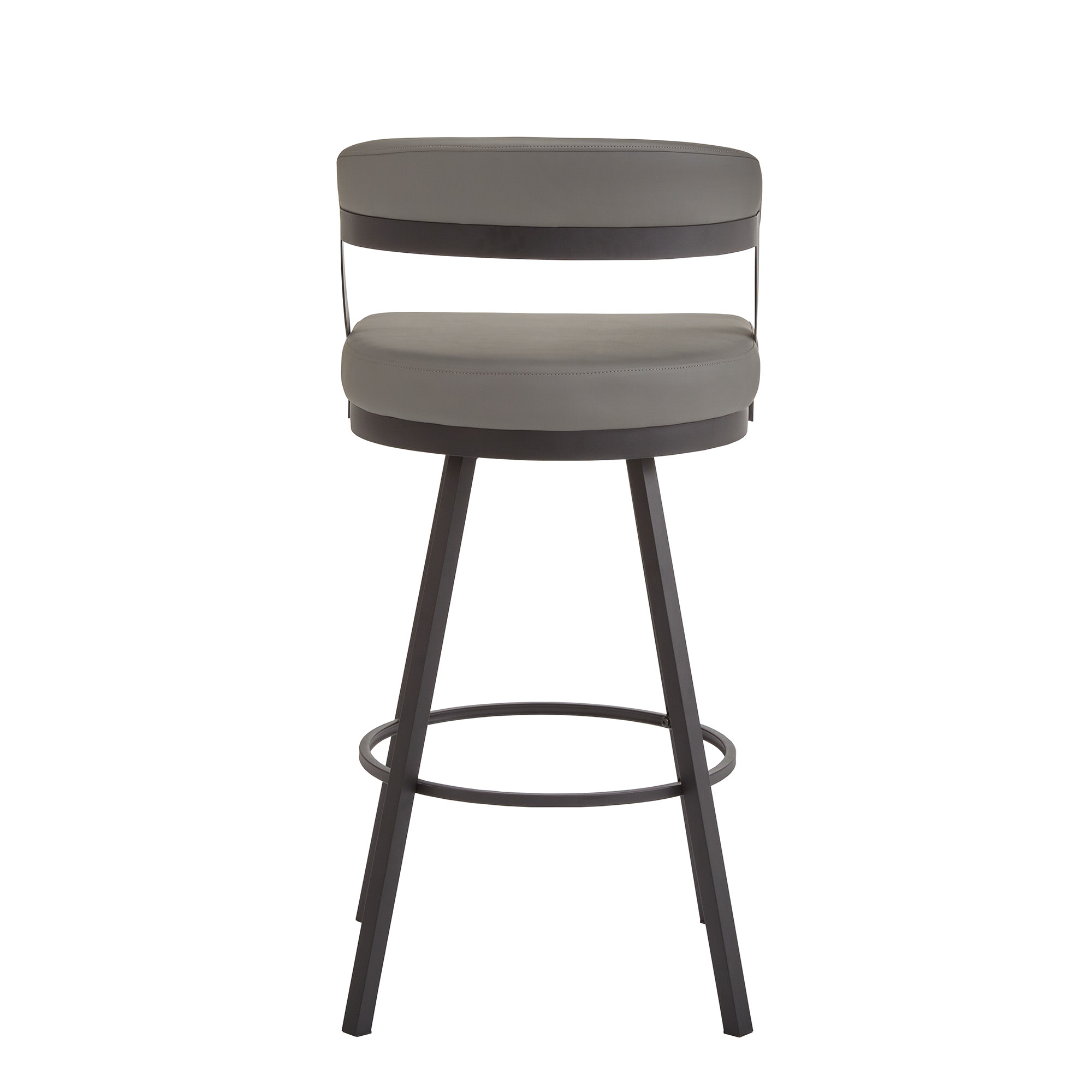 Weston Home Jala Black Finish Metal Vegan Leather Swivel Bar Height Chair, Set of 2, Gray