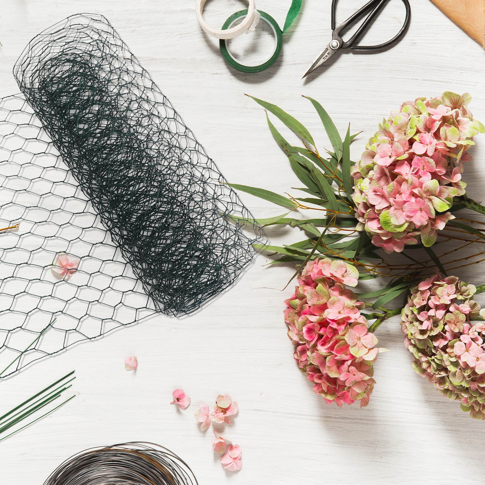 WHAMVOX  2 Rolls Chicken Wire Netting Floral Arrangement Supplies Olive Green