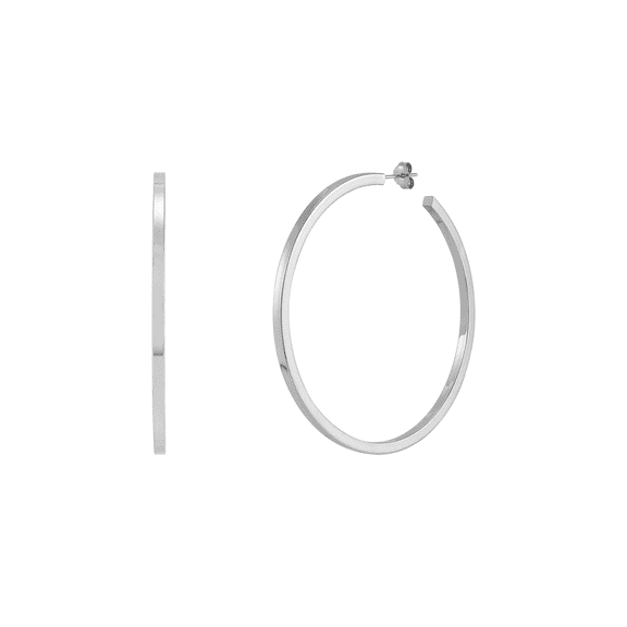 Women's Welry 63mm Round Tube Hoop Earrings in Sterling Silver