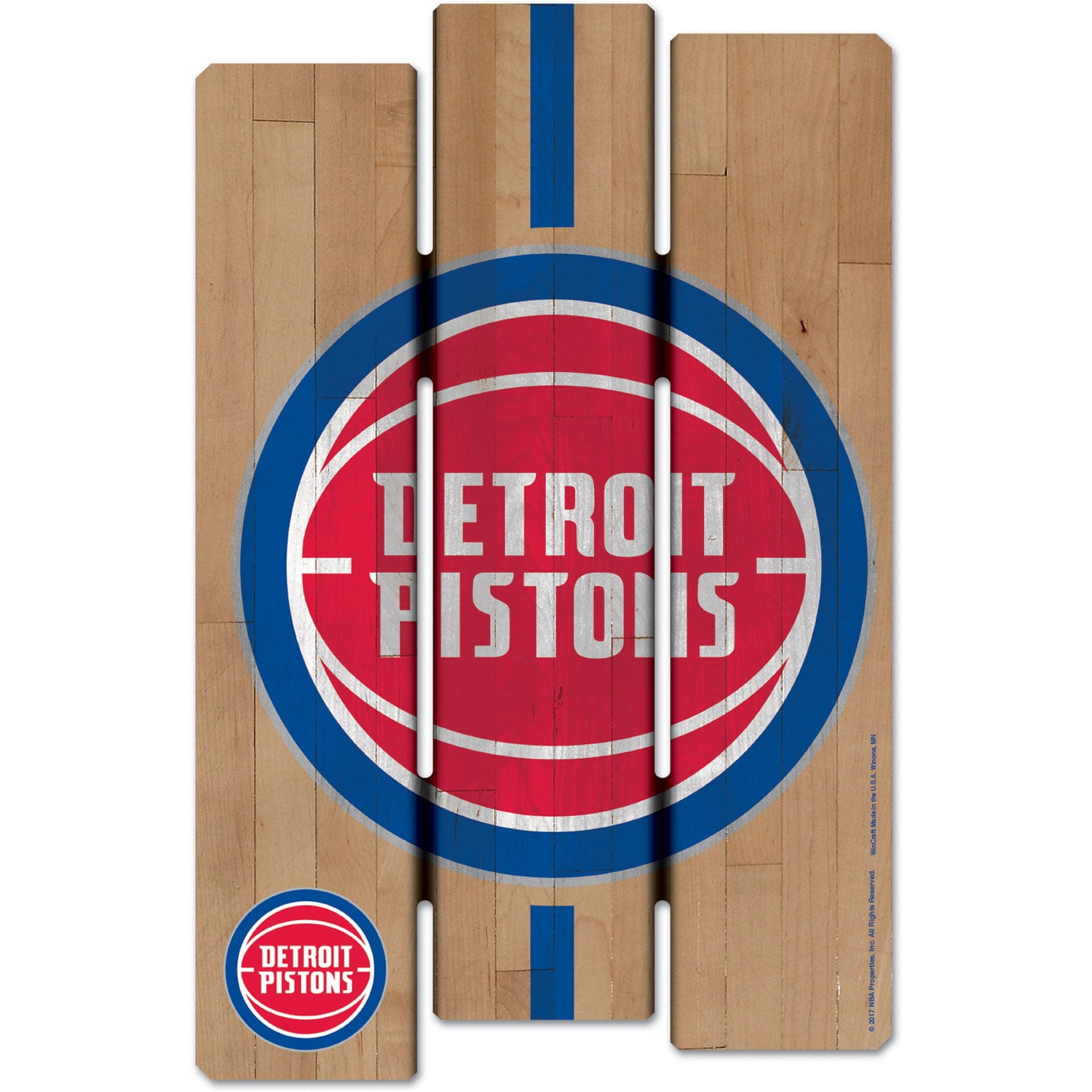 WinCraft Detroit Pistons Fence Wood Sign