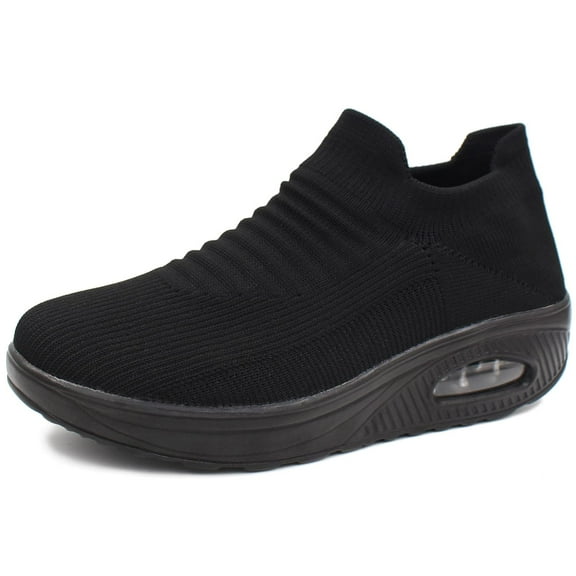 YOURDIARY Womens Walking Shoes Breathable Mesh Sneakers Slip On Comfort Wedge Shoes