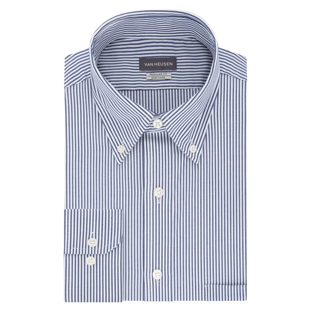 Van Heusen Men's Pinpoint Regular Fit Stripe Button Down Collar Dress Shirt