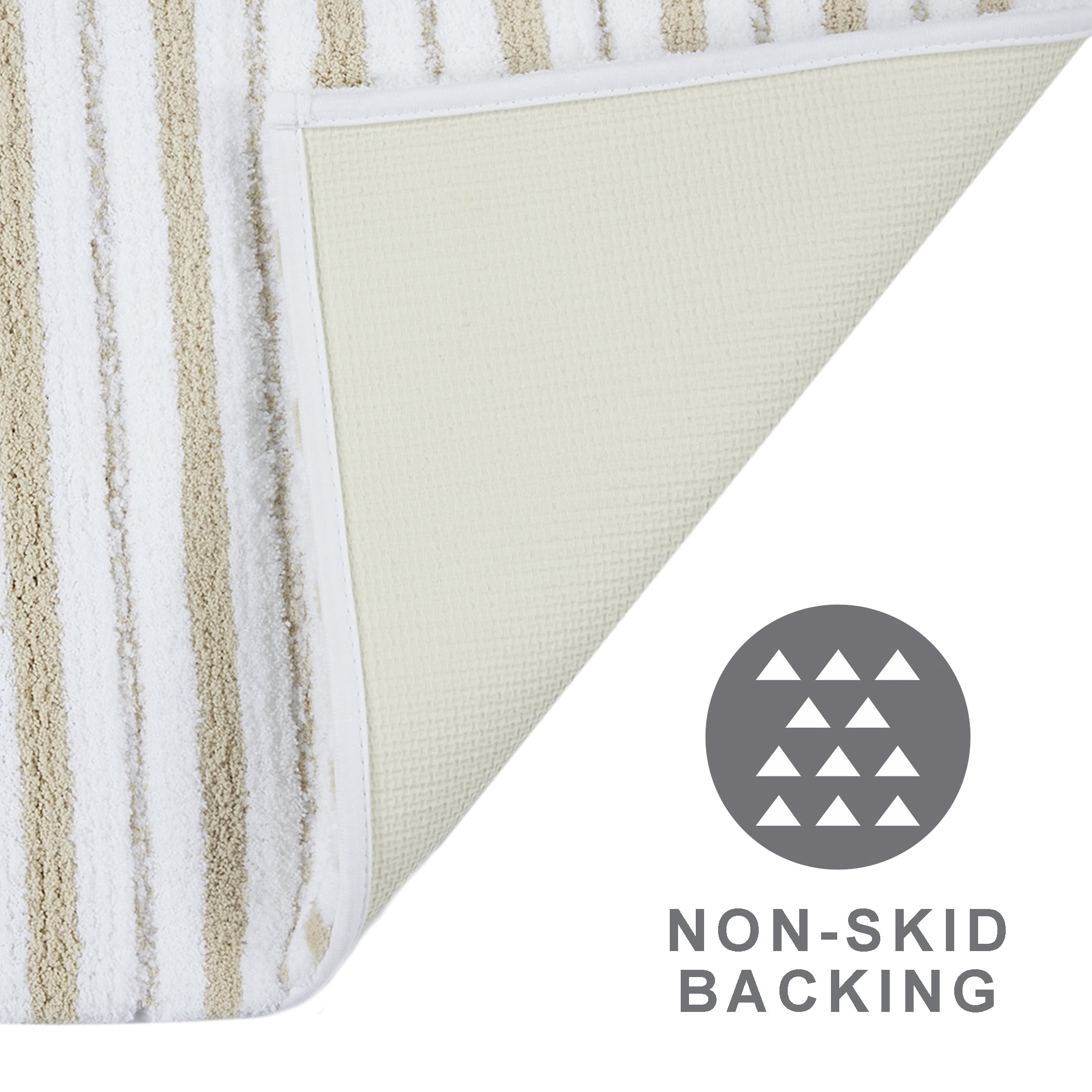 Better Homes & Gardens Signature Soft Tufted Stripe Bath Rug, Almond Biscuit & White, 20" x 34"