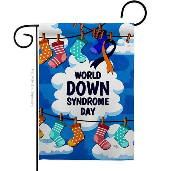 Breeze Decor G165214-BO World Down Syndrome Day Support Awareness 13 x 18.5 in. Double-Sided Decorative Vertical Garden Flags for House Decoration Banner Yard Gift