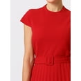 thumbnail image 4 of DARING DIVA Mock Neck Cap Sleeve Belted A-Line Dress S Red, 4 of 6