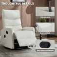 thumbnail image 6 of PAPROOS Rocker Recliner with Heat Therapy and Massage, PU Leather 360°Swivel Rocker Recliner, Rocking Chair for Nursery, Small Rocking Recliner, Manual Recliner for Home Theater Living Room, White, 6 of 7