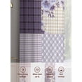 thumbnail image 6 of Spring Floral Sheer Curtains 72 Inch Length 2 Panels Set, Dark Purple Flowers Patchwork Grid Bohemia Voile Window Treatment Rod Pocket Curtains Sheers Drapes for Bedroom/Living Room/Kitchen 52"x72"x2, 6 of 7
