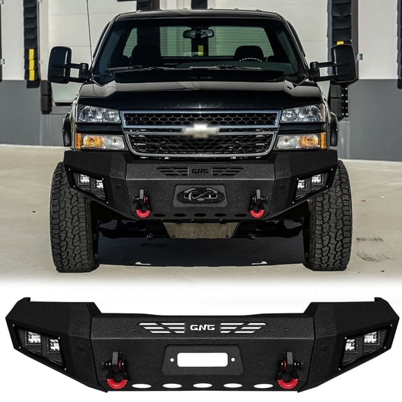 Vijay Front Bumper Compatible with 2003-2004-2005-2006 Chevrolet Silverado 1500 with Winch Seat and LED Lights and D-Rings