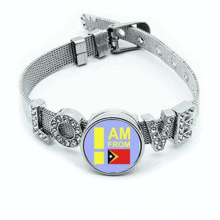 I Am From Timor Leste Art Deco Fashion Bracelet Wristband Crystal Love Adjustable Bangle