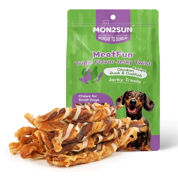 MON2SUN Chicken Duck & Codfish Twist Sticks Small Dog Treats, 10.1 oz (14 Count), 5-7 Inch