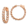 thumbnail image 4 of Primal Silver Sterling Silver Rose Tone Cubic Zirconia Hinged In and Out Hoop Earrings, 4 of 5