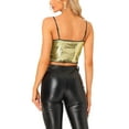 thumbnail image 3 of TOP CROP DE TIRANTES FINOS CON LENTEJUELAS INSPIRE CHIC PARA MUJER, TALLA XL, DORADO, IDEAL PARA FIESTAS Y CLUBES, 3 of 5