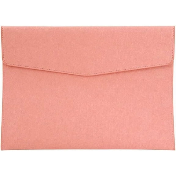 A4 PU Leather File Holder Document Folder Pink Thin Waterproof Portfolio Filing Envelope Oragnizer Pocket Storage Case with Snap Closure for Receipt Contract Stationery Tablet