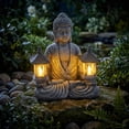 thumbnail image 3 of Solar Buddha Garden Statue, Resin LED Decor for Patio Lawn, 8.1x4.5x9.1 in, 3 of 5