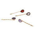 thumbnail image 2 of Goldtone Multi Colored Crystal Teardrop Set Of 4 Hair Pins, 2 of 3