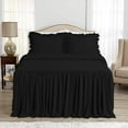 thumbnail image 2 of 4 Piece Long Ruffle Sheet Set, 30" Inch Long Ruffle On Corner Of The Flat Sheet, 10 Inch Deep Pocket, 100% Egyptian Cotton, 800 TC, Full Size, Solid Black, 2 of 9
