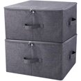thumbnail image 1 of Zip Lid Stackable Storage Box for Garment Clothes Organizer in Wardrobe, Black Gray, 1 of 7