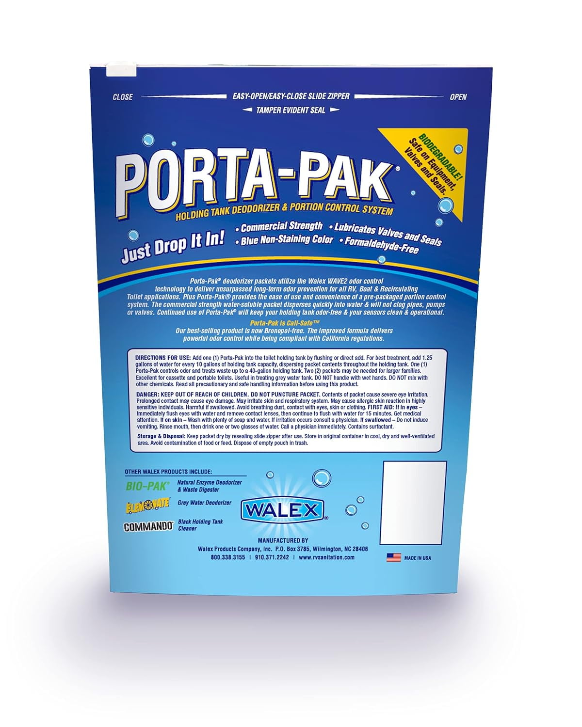 (3 pack) Walex Porta-Pak RV & Marine Holding Tank Deodorizer, Fresh Scent, 10 Treatments