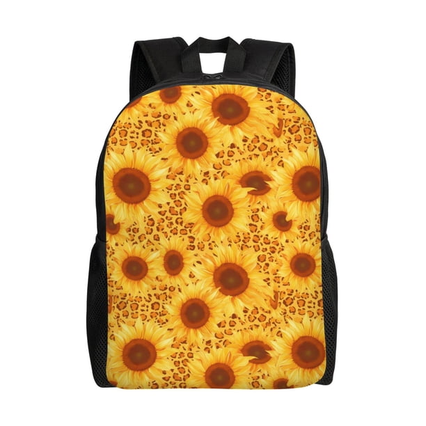 Balery Vintage Leopard Print Sunflower Mochila - Mochila Estilosa y Duradera para Laptop de 15 Pulgadas con Tela Oxford Impermeable