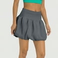 thumbnail image 4 of Women's Double Layer Bubble Hem High Waist Skirt - Solid Color Micro-Stretch Skirt for Casual, Retro, and Vintage-Inspired Fashion,Dark Gray M, 4 of 5