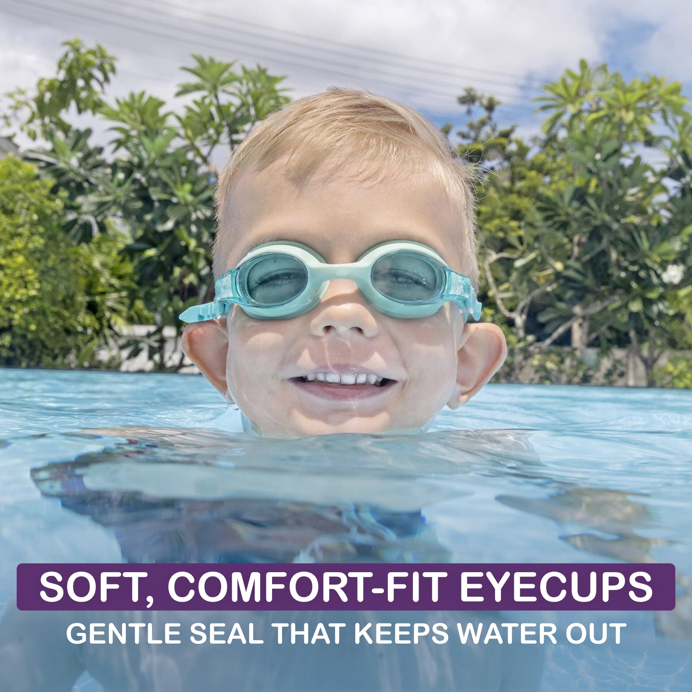 Puddle Jumper Child Swim Goggles, Green, Non-Latex and Non-PVC, Kids Ages 3+
