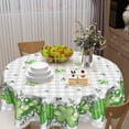 thumbnail image 5 of St Patricks Day Round Tablecloth 60 Inch Buffalo Plaid Shamrock Eucalyptus St Patrick''s Day Decorative Table Cloth Spring Holiday Washable Polyester Table Cover for Kitchen Dining Room Party Decor, 5 of 5
