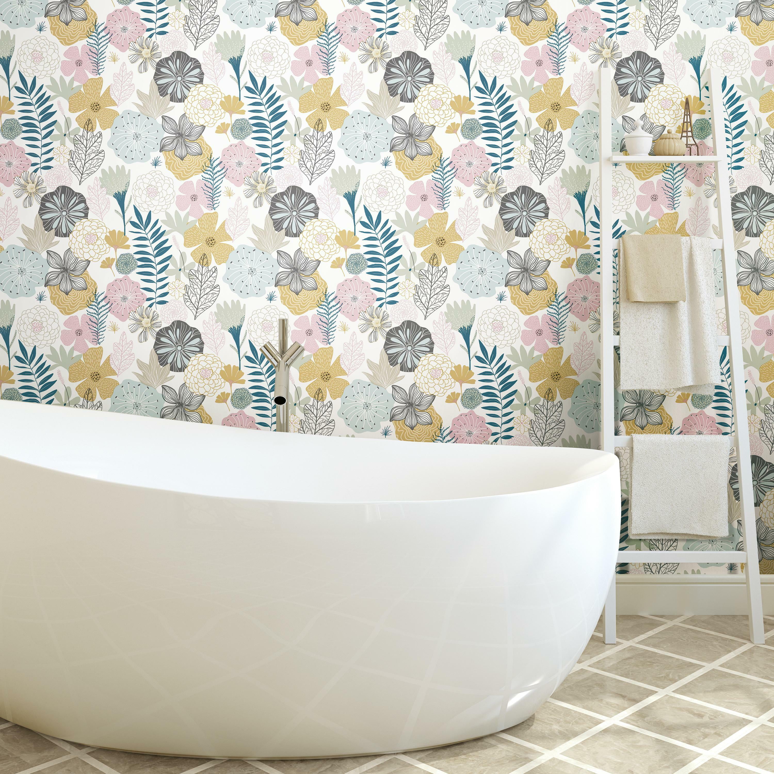 (2 pack) RoomMates Perennial Pink Floral Peel and Stick Wallpaper, 20.5 inches x 18 feet, 1 roll,