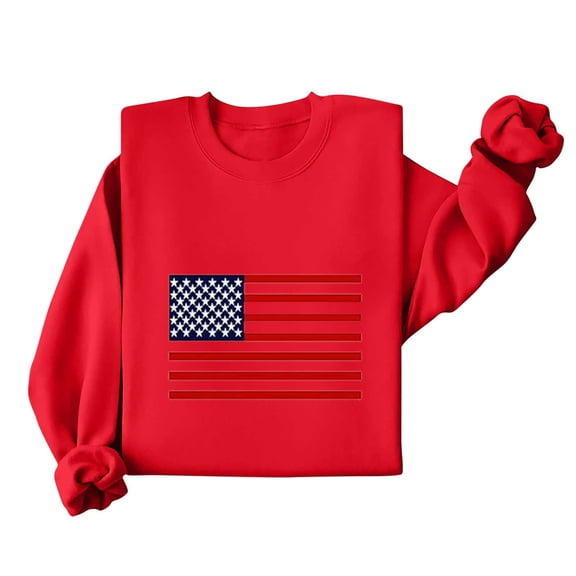 Tnhcen Women's 4th of July Sweatshirt, Patriotic USA Flag Print Pullover Hoodie, Long Sleeve Loose Fit Graphic Top, Casual Independence Day Outfit, Sizes S-2XL