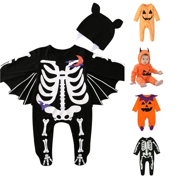 XUANTAOO Baby Halloween Outfit Boy Girl Print Romper Cartoon Jumpsuit Halloween Clothes Baby Boys Girl Clothes 12-18 Months