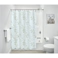 thumbnail image 2 of iDesign Waterproof PEVA Shower Curtain, Leaves, Blue Green/Frost, 2 of 6