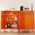 thumbnail image 6 of Elegant Metal Storage Cabinet with Legs, 2 Door Metal Locker Style Accent Storage Cabinet with 2 Adjustable Shelves for Home,Office,Entryway,Orange, 6 of 7